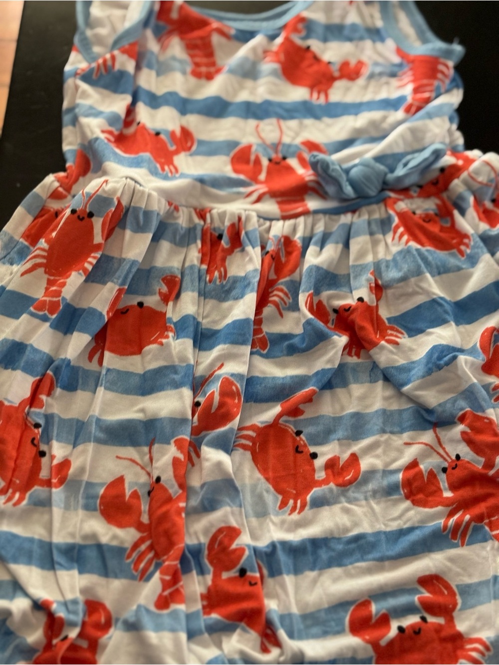 Little Sleepies Blue & White Stripe Dress crawfish Crab lobster crustacean Print